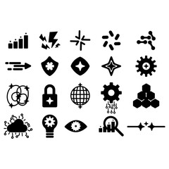 Simple Line Style Set of Various Isolated Technology and Business Icons