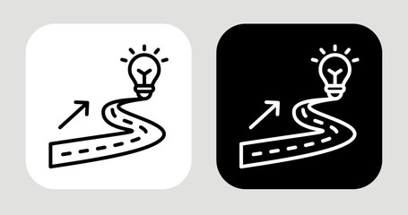 Idea Pathway Icon In Black and White Line Style