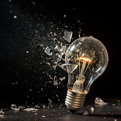 light bulb on black background