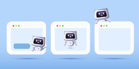 AI communication chat bot window and virtual support. Concept of AI and machine learning.