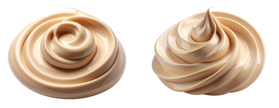 Set of Luxury Cosmetic Cream Swirl Stroke with Glossy Texture PNG