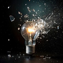 light bulb on black background