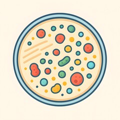 Fototapeta premium Vector microbiology petri dish with bacterial colonies 