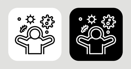 Fototapeta premium Immune Icon In Black and White Line Style