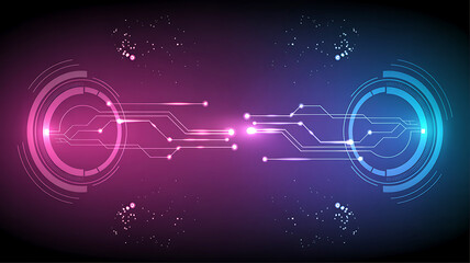 Abstract futuristic technology background with glowing circles and connected lines