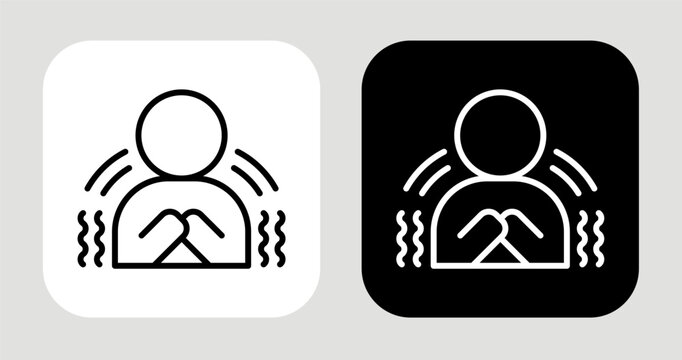 Shivering Icon In Black and White Line Style