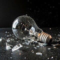 light bulb on black background