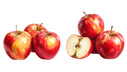 Healthy Red and Green Apple Pair isolated on transparent background