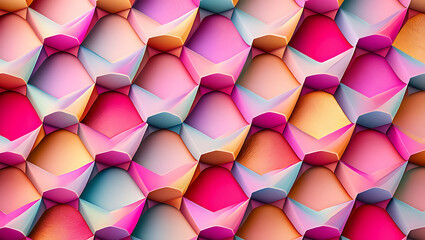 Fototapeta premium A vibrant and colorful abstract pattern of quilted fabric with a diamond shape and button accents creating a textured and visually appealing background