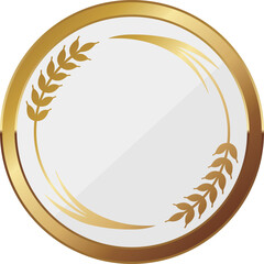 高級感のある麦の円形フレーム　ホワイト＆ゴールド