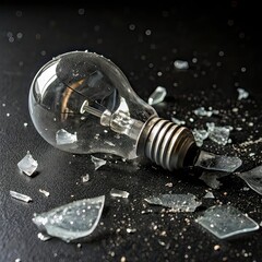 light bulb on black background