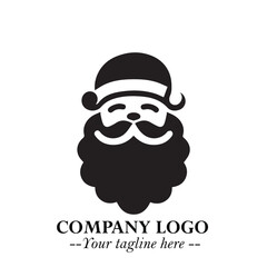 Santa Claus Logo Symbol in Black on White Background for Classic Holiday Branding and Design ArtPlus