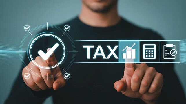 Tax Calculation and Financial Management Online Concept for Business Growth and Success