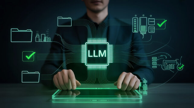 Large language model LLM abstract illustration for digital transformation and artificial intelligence - Powered by Adobe