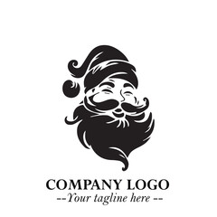 Santa Claus Logo Symbol in Black on White Background for Classic Holiday Branding and Design ArtPlus