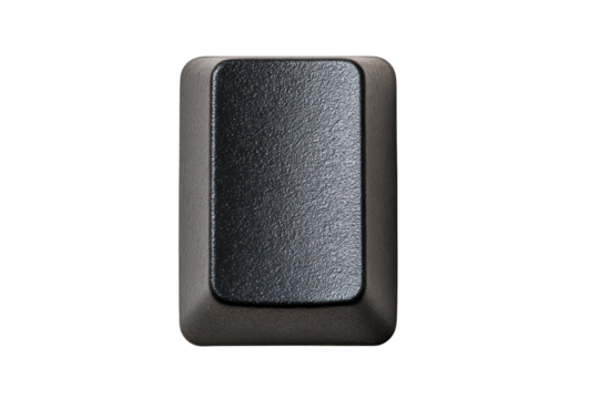 Single blank black computer keyboard key isolated on black background technology, Isolated On Transparent Background, Png Cut Out