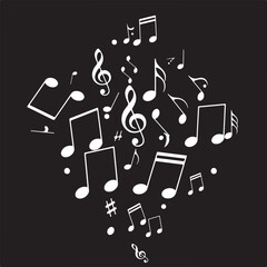 Elegant composition of musical notes on a dark background