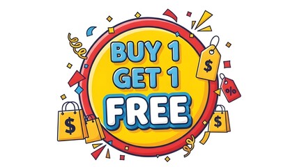 Buy 1 Get 1 Free Promotional Discount Sale Clipart