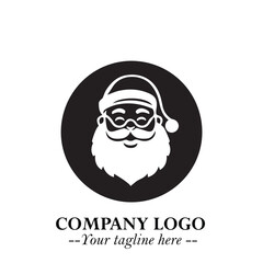 Santa Claus Logo Symbol in Black on White Background for Classic Holiday Branding and Design ArtPlus
