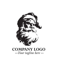 Santa Claus Logo Symbol in Black on White Background for Classic Holiday Branding and Design ArtPlus