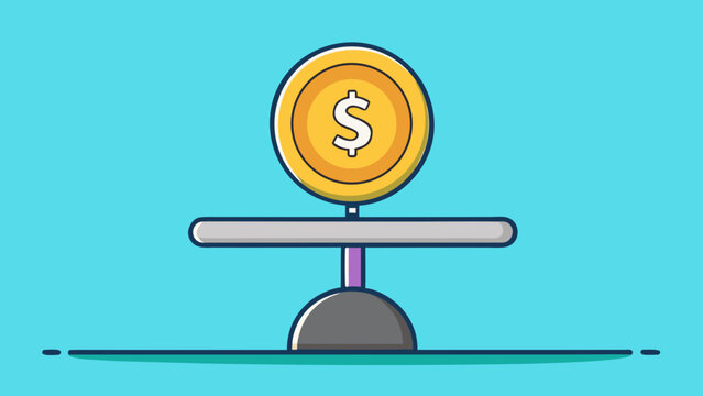 A Gold Dollar Coin Balanced on a Financial Weighing Scale