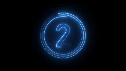 Neon number 2 illustration. Neon countdown 2 text number illustration. and creating a stunning 4k illustration.