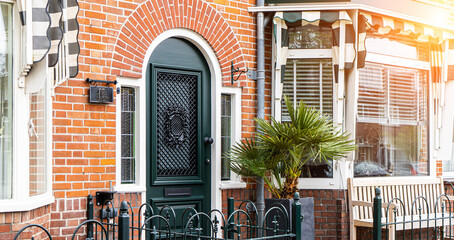 Typical dutch door. Dutch holland architectural detail, a door in Netherlands city. Dutch door