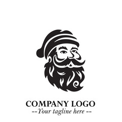 Santa Claus Logo Symbol in Black on White Background for Classic Holiday Branding and Design ArtPlus