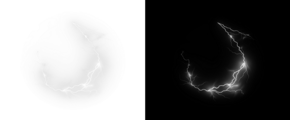 Lightning element vector, electric shard, flash motif, and surge tick merged into a targeted mark. Transparent PNG Overlay supports hazard-oriented visuals.