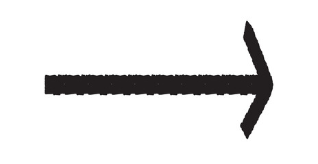 Black brush-stroke arrow on a transparent background
