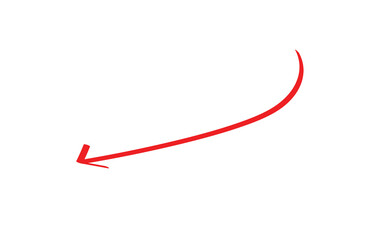 Red marker&ndash;style arrow icon on a transparent background