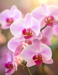 Delicate Pink Orchid Blooms in Soft Light.
