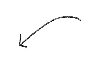 Black marker&ndash;style arrow icon on a transparent background
