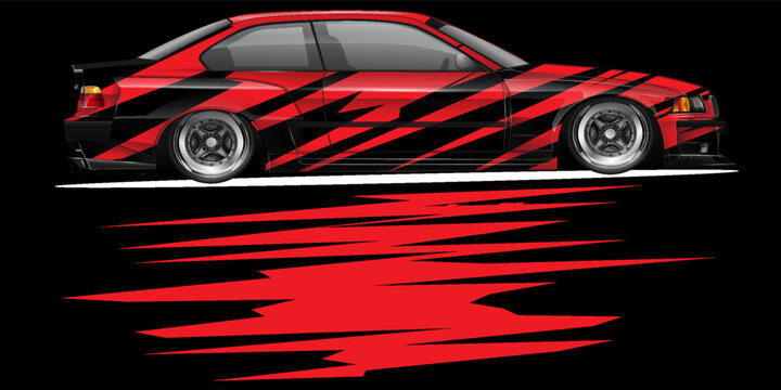 Car decal wrap design vector. Graphic abstract stripe racing background kit designs for vehicle, race car, rally, adventure and livery