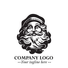 Santa Claus Logo Symbol in Black on White Background for Classic Holiday Branding and Design ArtPlus