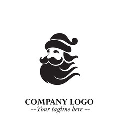 Santa Claus Logo Symbol in Black on White Background for Classic Holiday Branding and Design ArtPlus