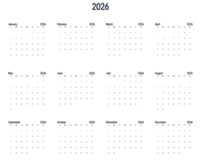 Modern 2026 dark theme calendar layout