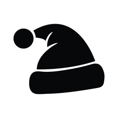 Santa Hat Silhouette Icon &ndash; Minimal Christmas Winter Holiday Vector Illustration