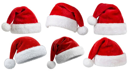 santa claus hats isolated on transparent background