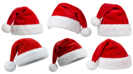 santa claus hats isolated on transparent background