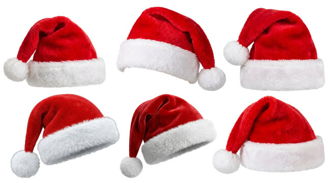 santa claus hats isolated on transparent background