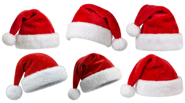 santa claus hats isolated on transparent background - Powered by Adobe