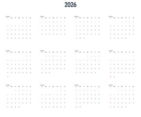 Modern dark minimalist 2026 calendar set