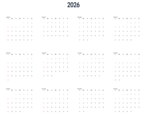 Modern dark minimalist 2026 calendar set