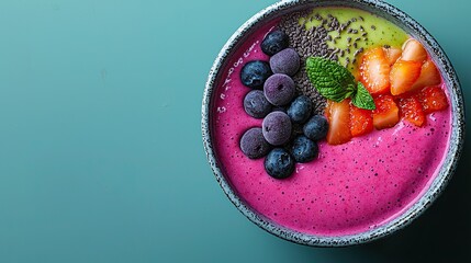 Collar bowl healthy bright bowl vibrant smoothie bowl features an array of fresh fruits, creamy yogurt, and nutritious toppings, perfect for a healthy breakfast or snack.