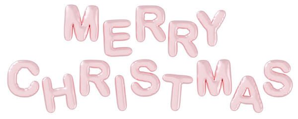 3D画像_風船_MERRY CHRISTMAS_ピンク