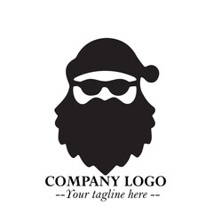 Santa Claus Logo Symbol in Black on White Background for Classic Holiday Branding and Design ArtPlus