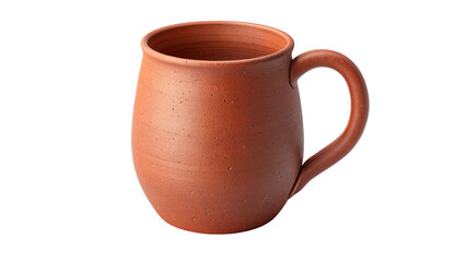 A single red clay mug fully isolated on a transparent background