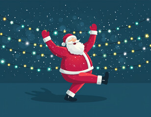 dancing santa claus with christmas shiny lights