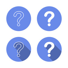 Question mark icon with long shadow. FAQ and support symbol